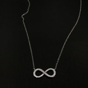 Silver Necklace with Diamond Crested Infinity